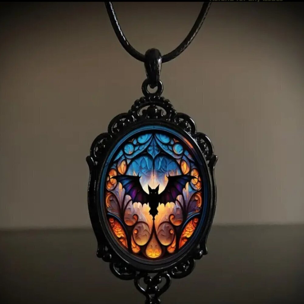 Gothic Bat Pendant Vintage Style Black